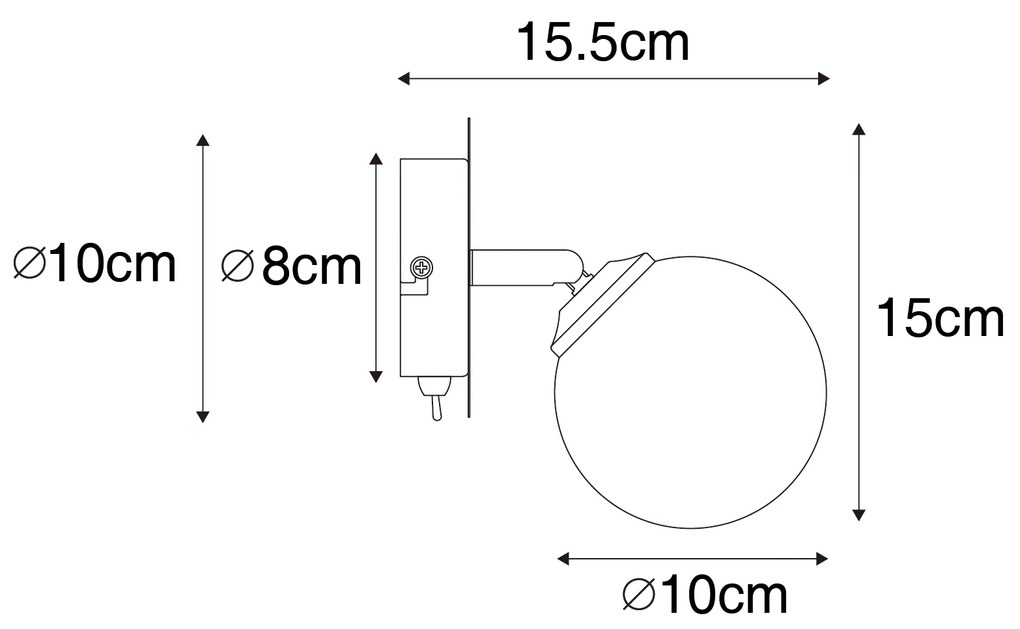 Moderne spot goud met opaal glass met schakelaar - Athens