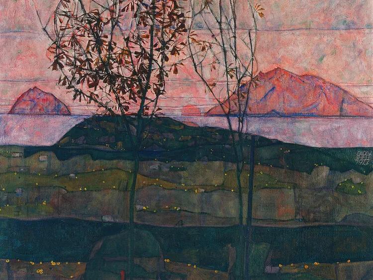 Kunstreproductie Setting Sun (Distressed Sunset) - Egon Schiele