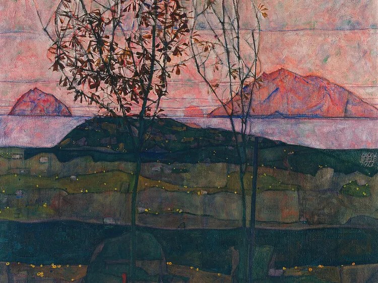 Kunstreproductie Setting Sun, Egon Schiele