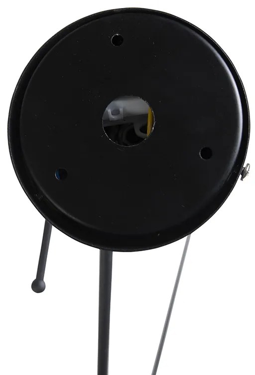 Hanglamp zwart met linnen kap donkergrijs 35 cm - Blitz