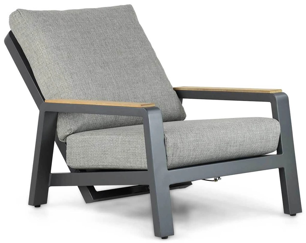 Stoel en Bank Loungeset 5 personen Aluminium/teak Grijs Osmen Manly
