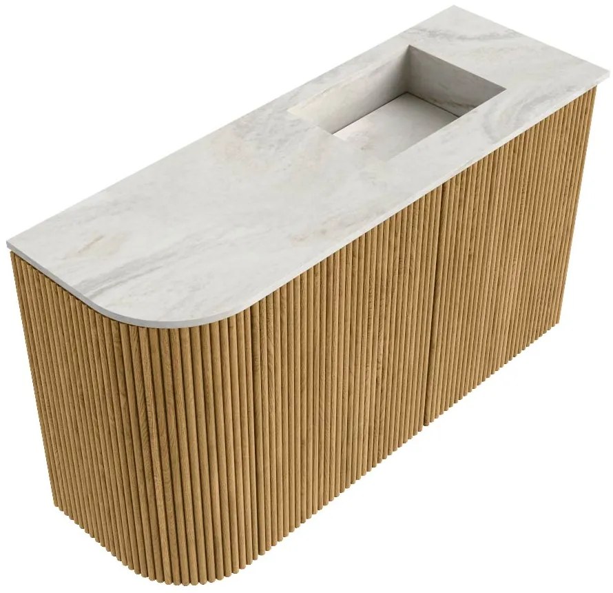 Mondiaz Joya DLux 70cm toiletmeubel ronding links oak met wastafel faye rechts 1 kraangat ostra