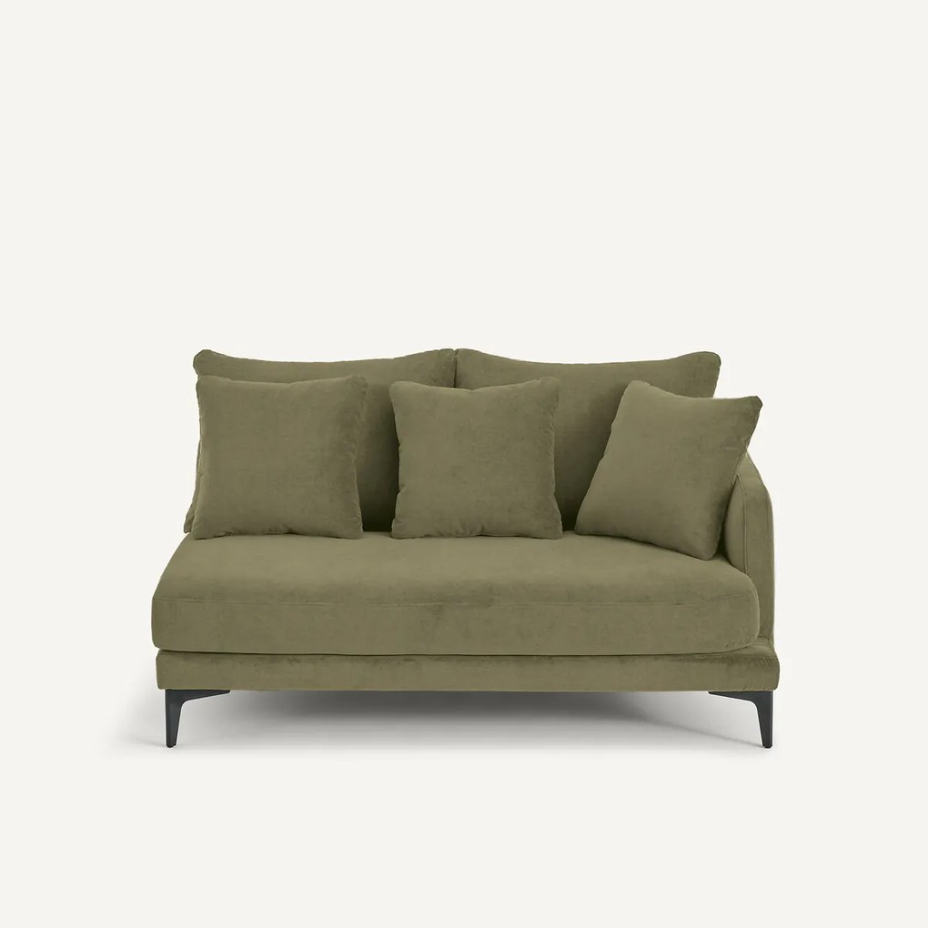 Halve bank in stone-kleurig fluweel, 2-zit, MODERNISTE