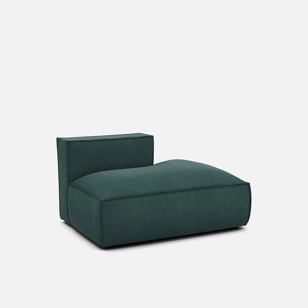 Loungebank element rechts voor modulaire bank, in ribfluweel, SEVEN