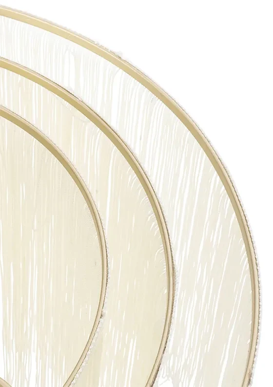 Oosterse plafondlamp goud crème kap met franjes - FranxaOosters E27 rond Binnenverlichting Lamp