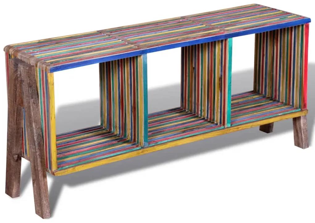 vidaXL Tv-meubel met 3 vakken kleurrijk gerecycled teak stapelbaar