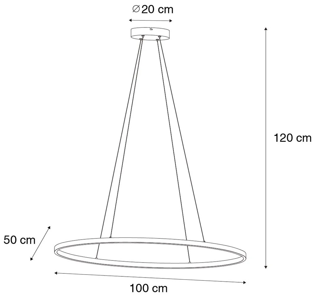Eettafel / Eetkamer Design hanglamp zwart ovaal incl. LED 3-staps dimbaar - Ovallo Design Binnenverlichting Lamp