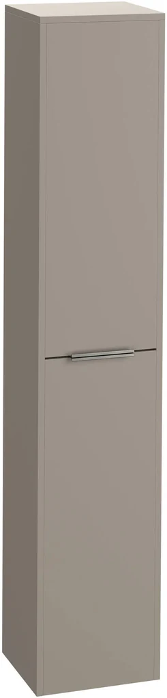 Saqu Lima hoge kast met rvs greep 35x32x180cm mat greige