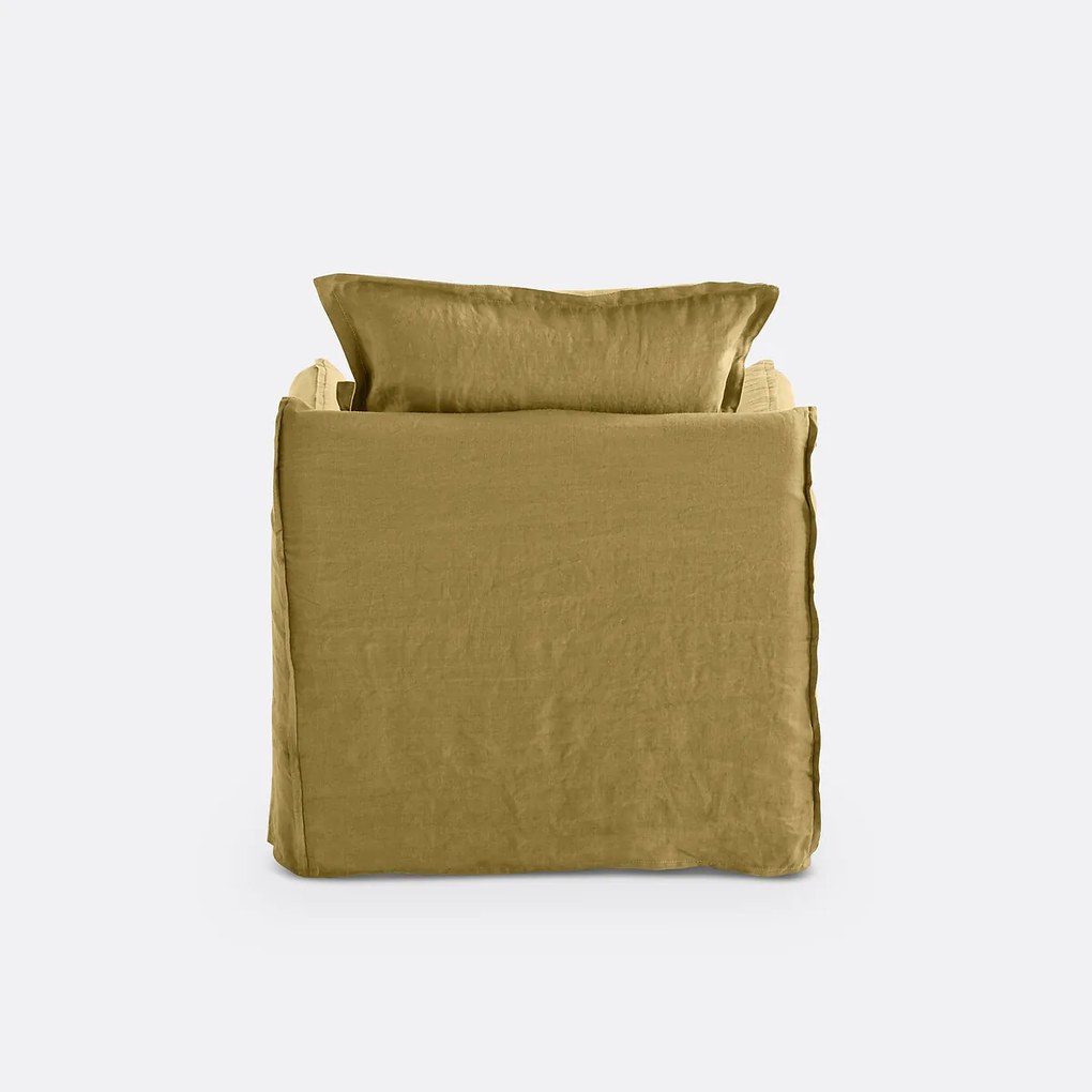 Fauteuil, afneembare hoezen, in gekreukt linnen, Odna
