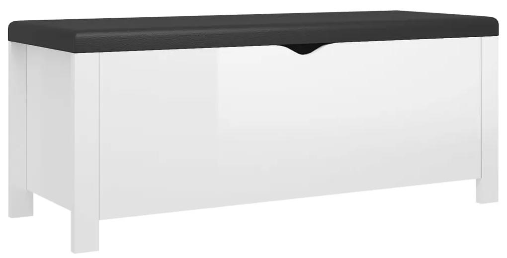 vidaXL Opbergbox met kussen 105x40x45 cm spaanplaat hoogglans wit