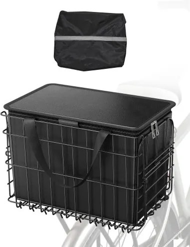 VEVOR Achterfietsmand 340x210x225mm, Opvouwbare achterwielmand met bagagenet, Uitneembare binnenzak en hoes, Bagagedragermand voor het vervoeren van honden, huisdieren, fruit en voedsel