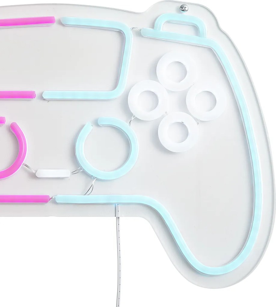 Neon wandlamp roze met blauw incl. LED - Controller