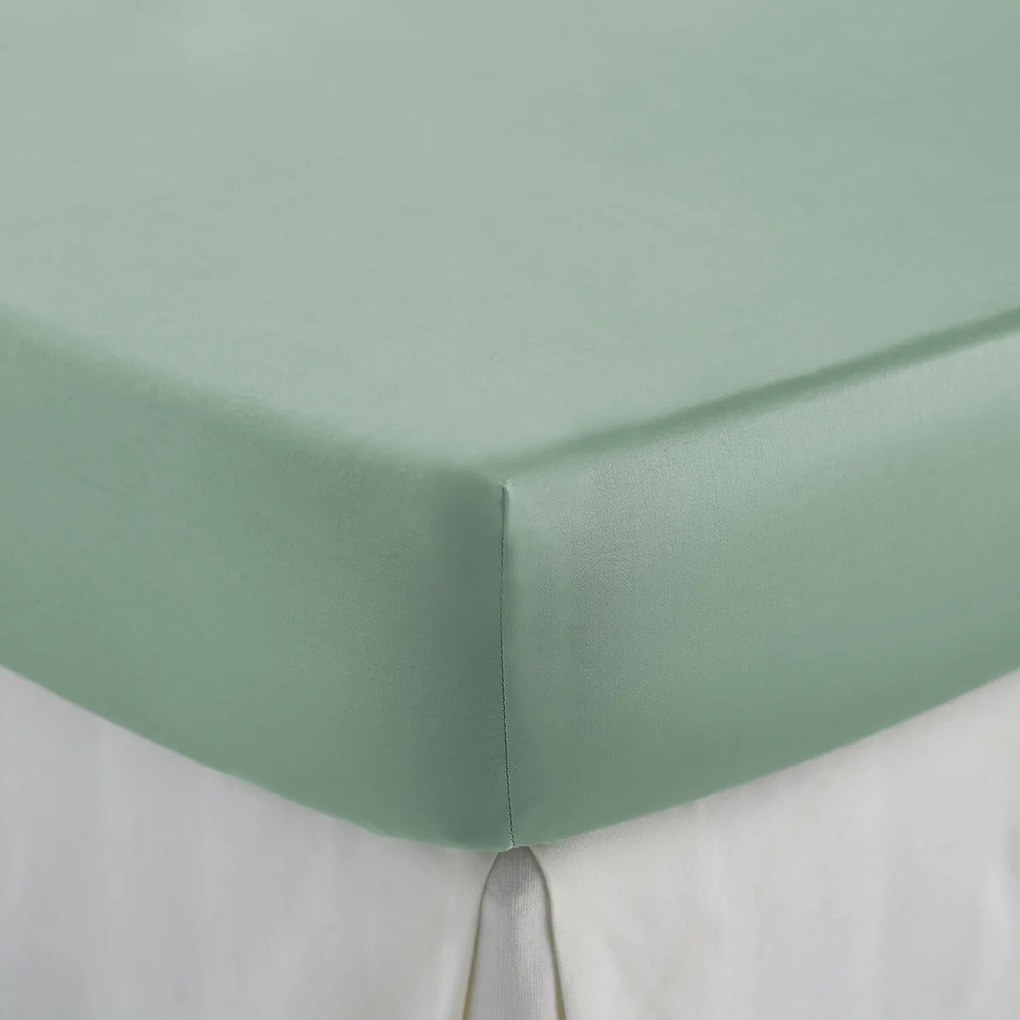 Hoeslaken in katoensatijn, omslag 30 cm, Opale