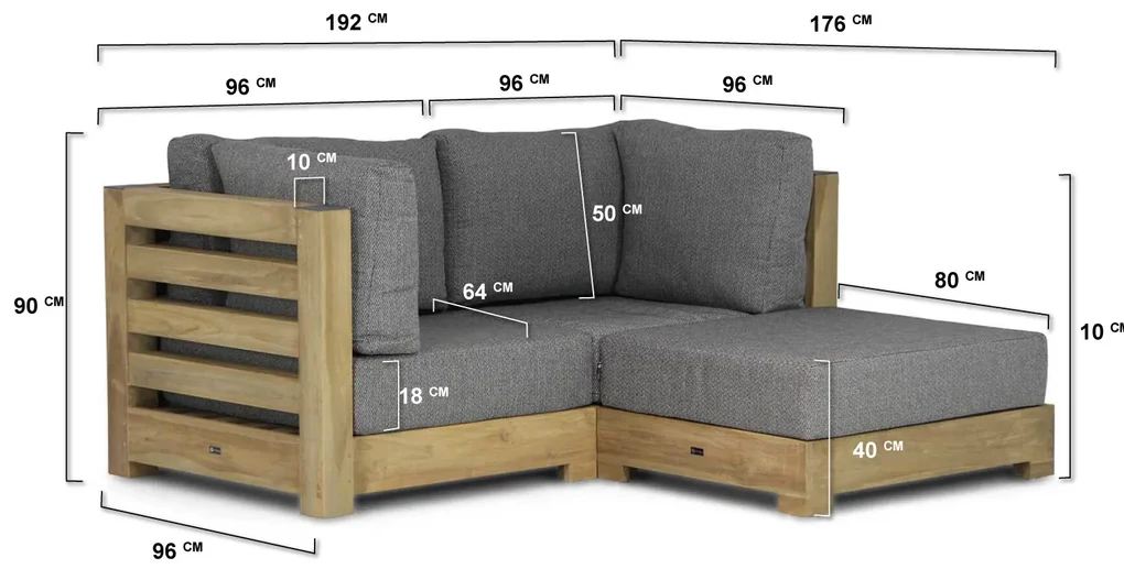 Chaise Loungeset Teak Old teak greywash 2 personen Santika Furniture Santika