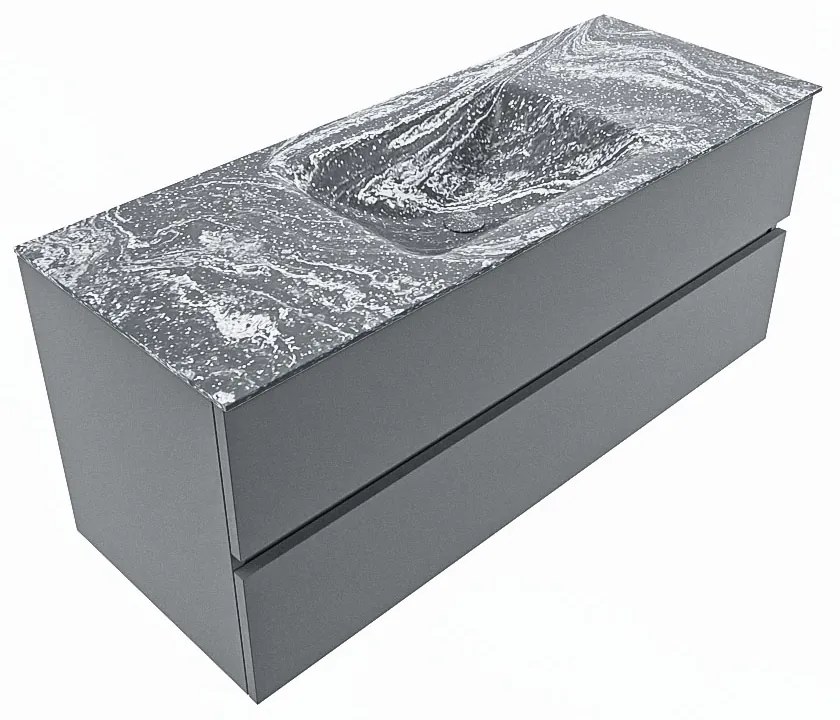 Mondiaz Vica DLux badmeubel 120cm plata 2 lades met wastafel lava midden zonder kraangat