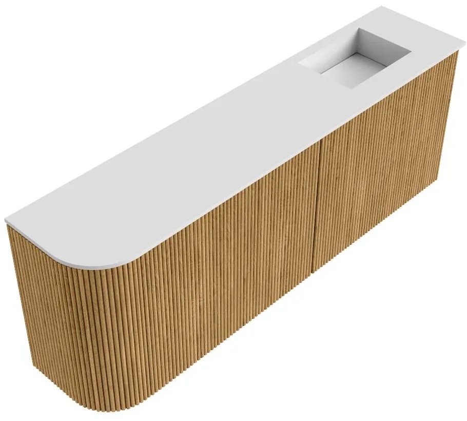 Mondiaz Joya 110cm toiletmeubel ronding links oak met wastafel faye rechts zonder kraangat talc