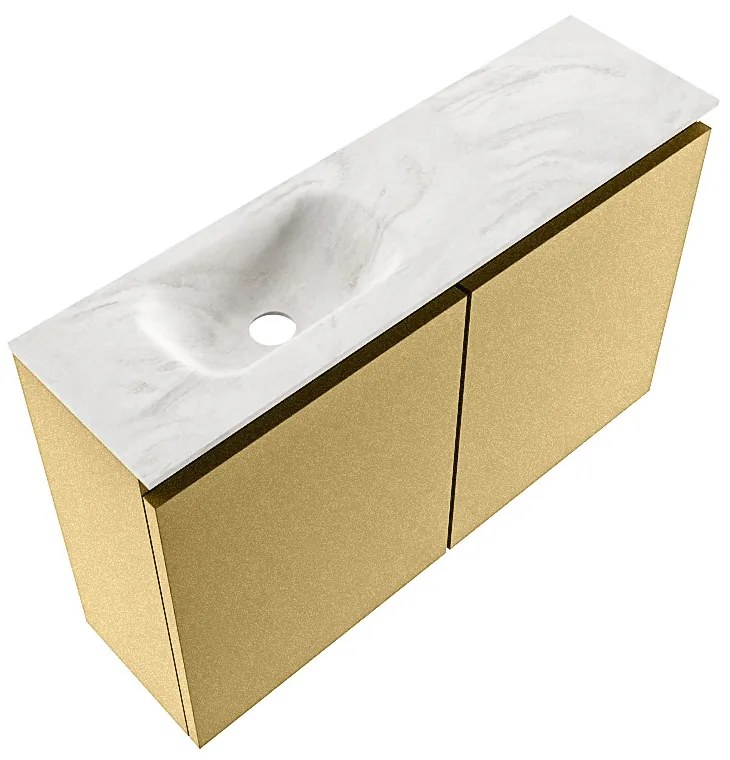 Mondiaz Ture DLux toiletmeubel 80cm oro met wastafel ostra links met kraangat