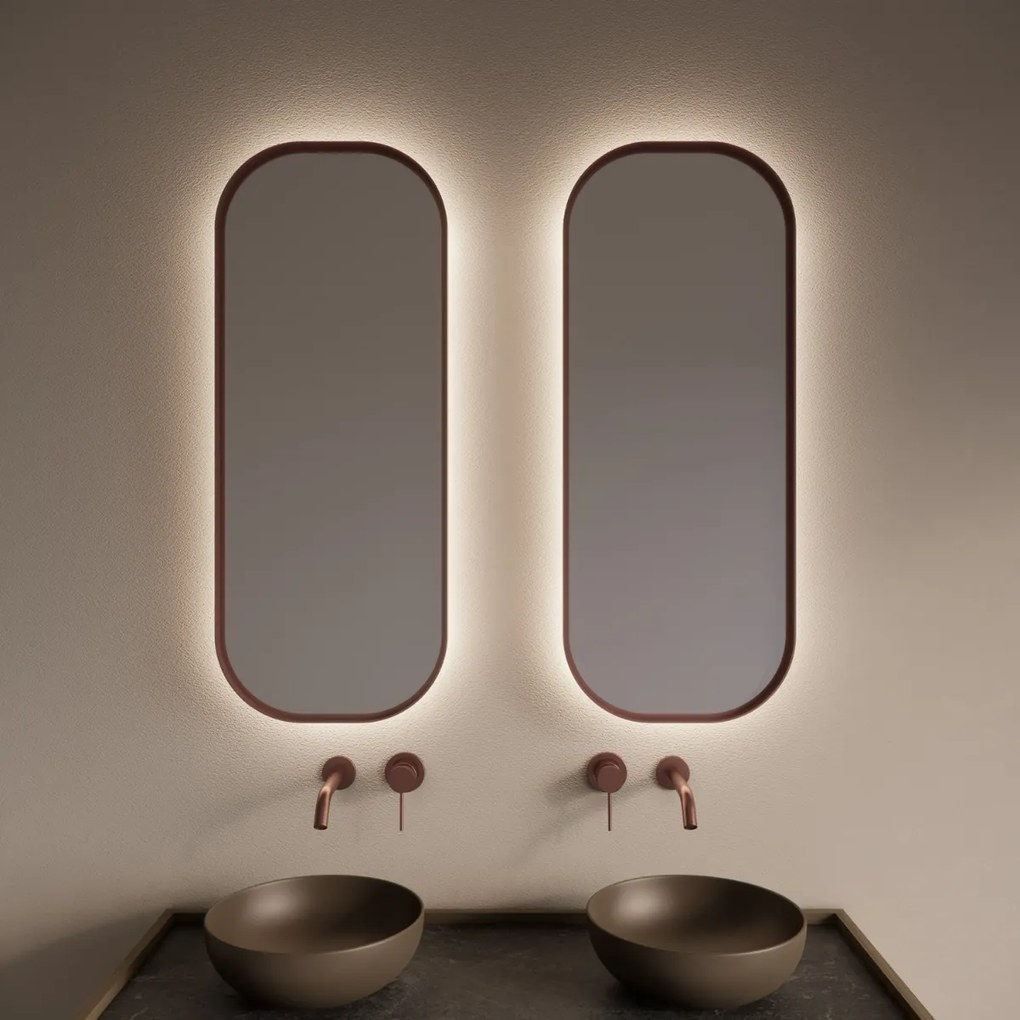 Gliss Design Plato spiegel met LED-verlichting 40x100cm rosé koper