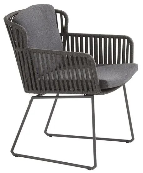 Taste by 4 Seasons Vitali eetset antraciet met Basso tafel Ø 130 cm Tuinset houtkleur weerbestendig