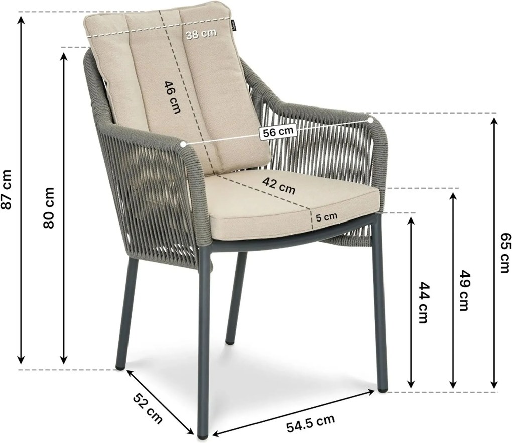 Tuinset Ronde Tuintafel 6 personen 150 cm Rope Grijs  De Laan Projects