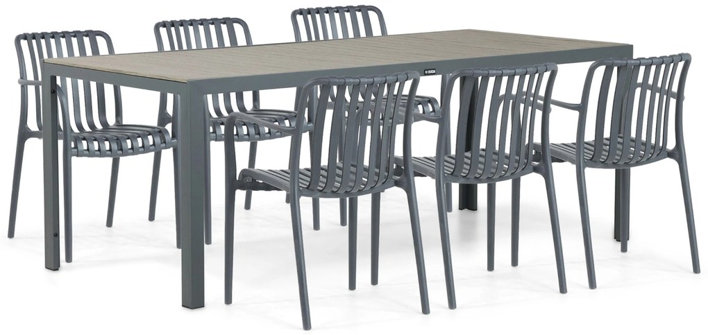 Tuinset 6 personen 200 cm Kunststof Grijs Domani Furniture Vento/Solare