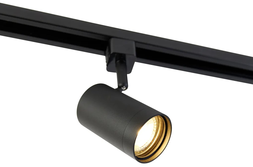 Smart railsysteem met 6 Spot / Opbouwspot / Plafondspots zwart 1-fase 200cm - Iconic Jeana Modern GU10 rond Binnenverlichting Lamp