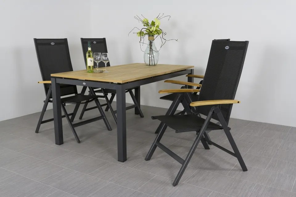 Hartman Napoli/Sonata verstelbare tuinset 160x90 cm. - Aluminium/Teak