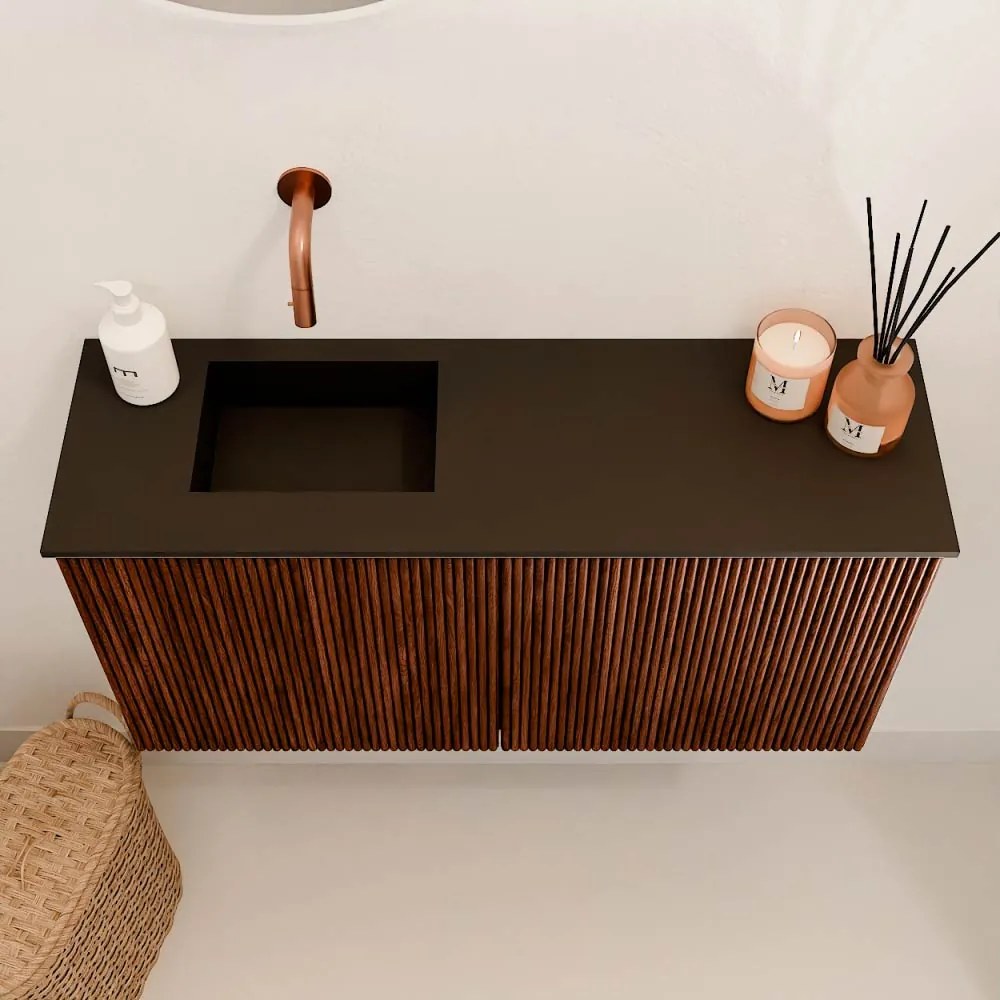 Mondiaz Joya 80cm toiletmeubel ruby met wastafel faye links zonder kraangat urban