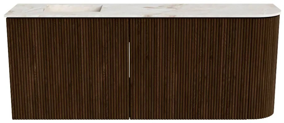 Mondiaz Joya DLux 100cm toiletmeubel ronding rechts walnut met wastafel faye links 1 kraangat frappe