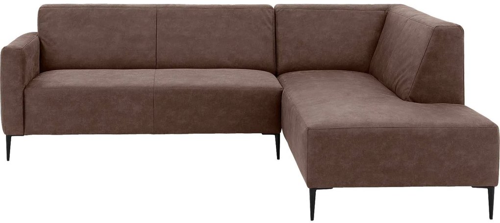 Goossens Key West bruin, micro leer, 2,5-zits, modern design met ligelement rechts