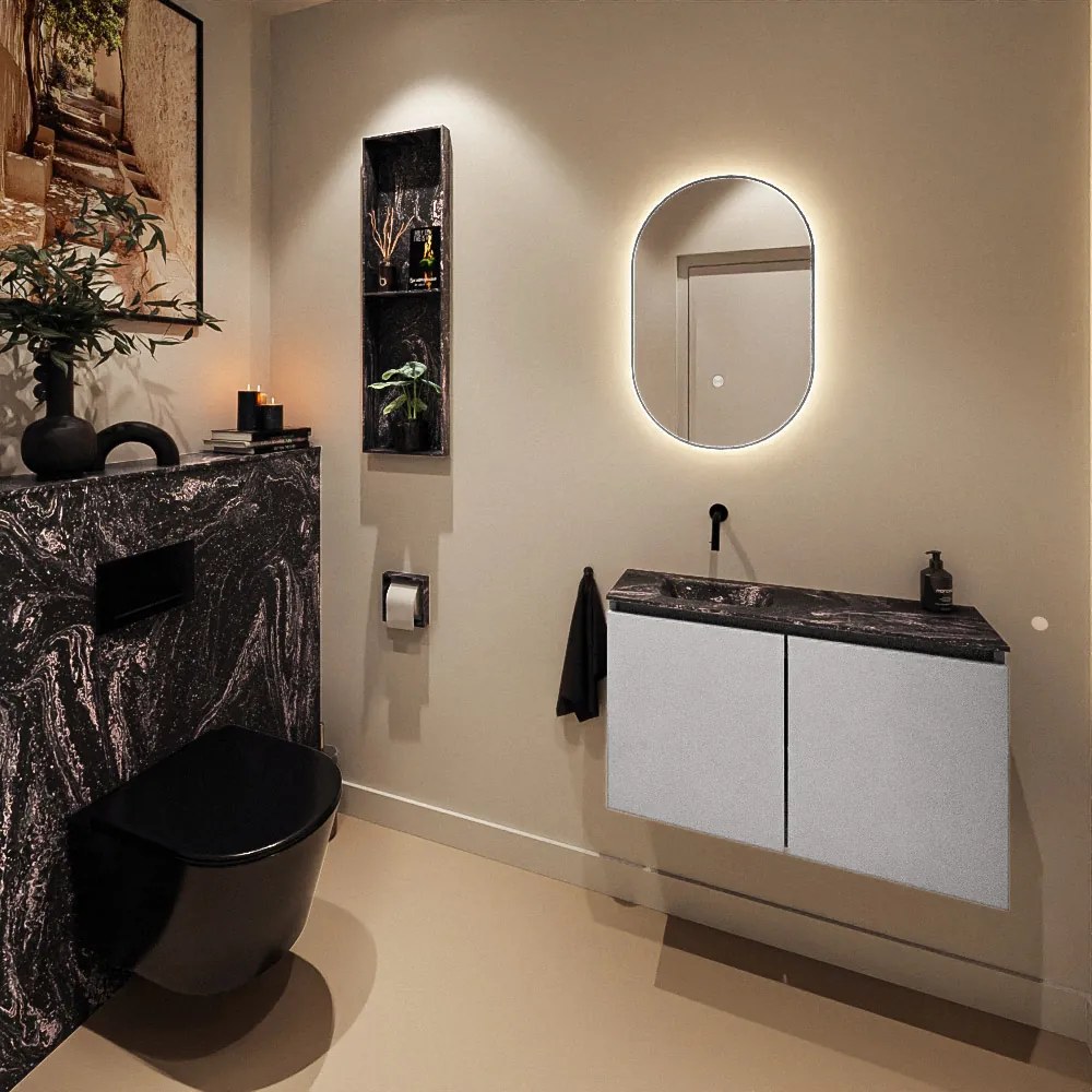 Mondiaz Ture DLux toiletmeubel 80cm plata met wastafel lava links zonder kraangat