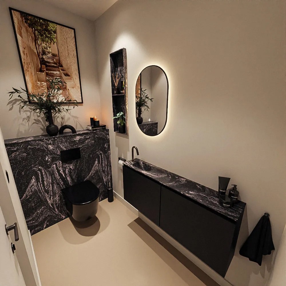 Mondiaz Ture DLux toiletmeubel 120cm urban met wastafel lava links met kraangat