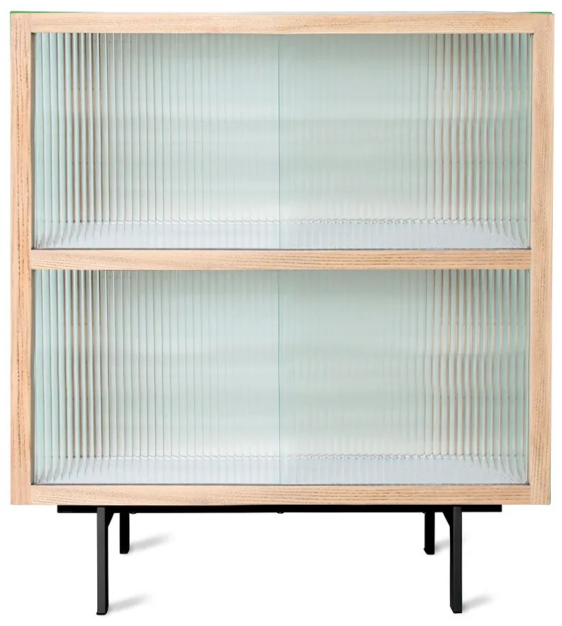 Hkliving Kast With Ribbed Glass, Natural 80 cm - Hout/Glas - HKliving - Industrieel & robuust