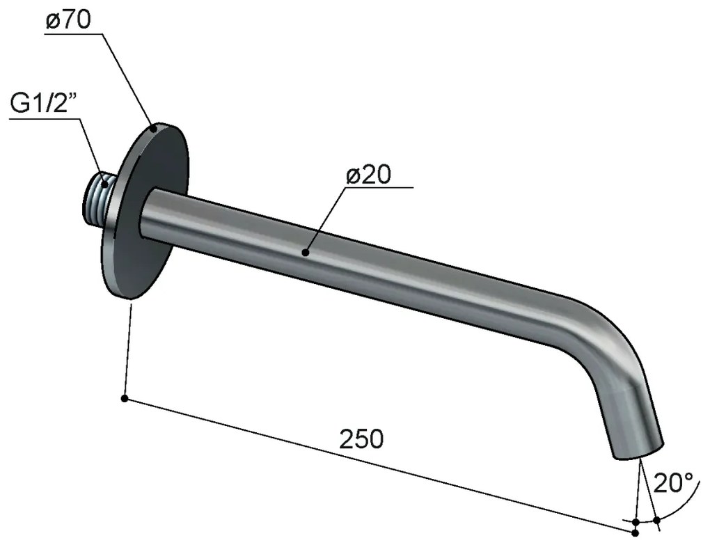 Hotbath Archie uitloop 25cm messing geborsteld PVD