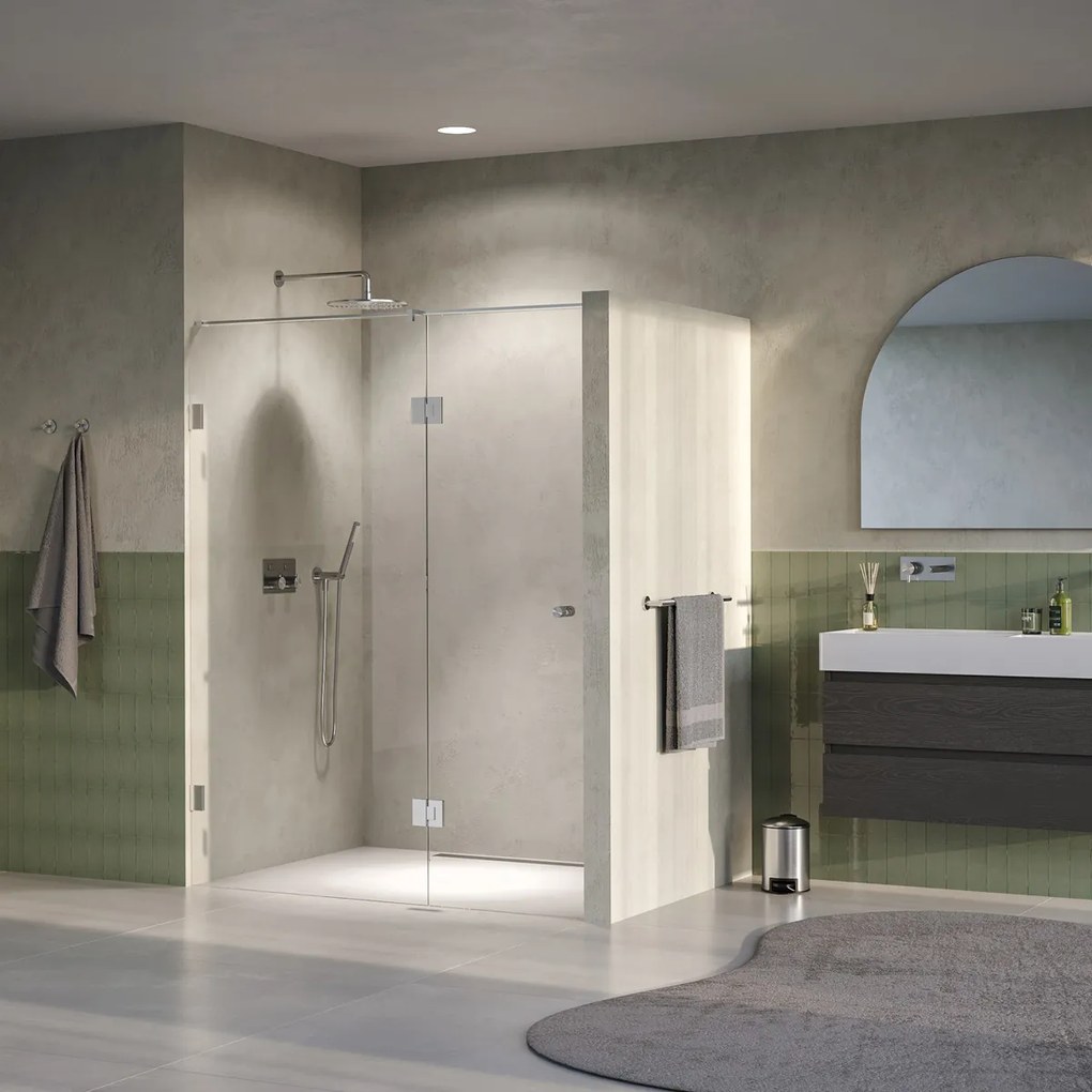 Brauer Void Carving profielloze nisdeur 160cm met draaideur 70cm aan glas RVS geborsteld PVD