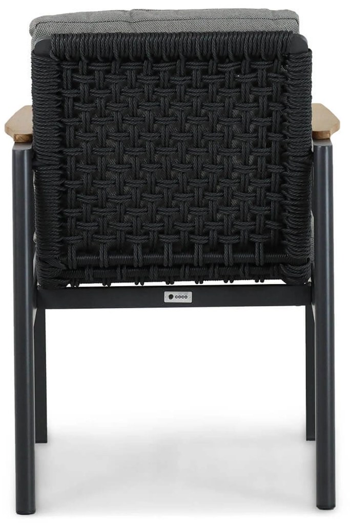 Tuinset Ronde Tuintafel 6 personen 150 cm Aluminium/rope Grijs Coco Ralph/Fabriano