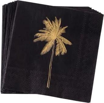 PALMO BLACK Set van 20 servetten zwart B 33 x L 33 cm