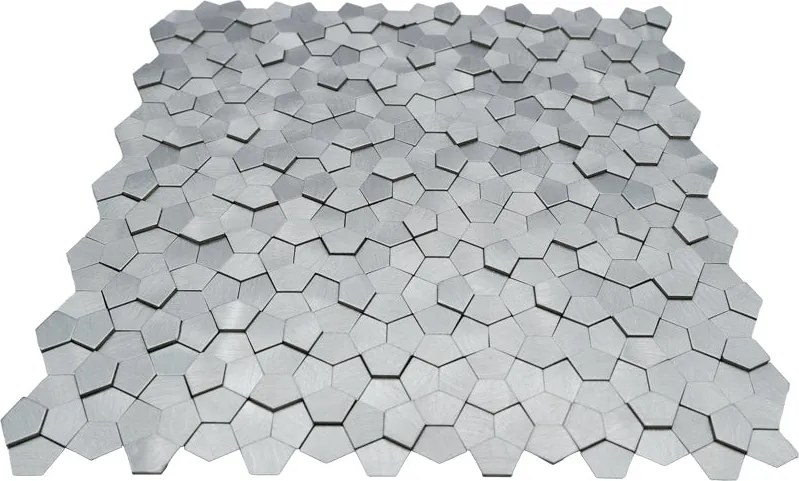 Zelfklevende Mozaïektegels Metaal | Pentagon 3D Zilver | 28,2×28,2 cm | Keuken, Bad & WC