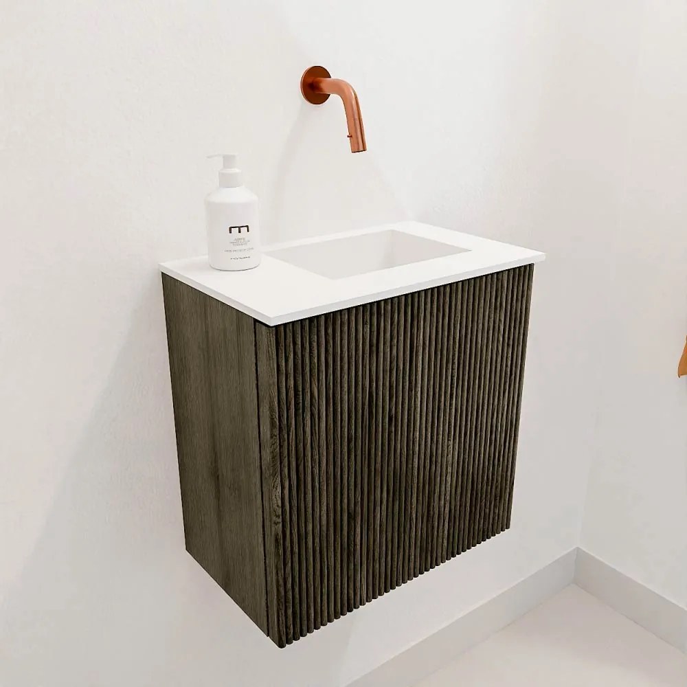 Mondiaz Joya 40cm toiletmeubel shadow met wastafel faye rechts zonder kraangat talc