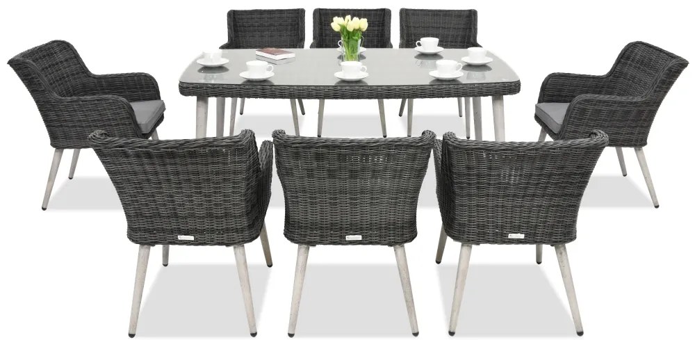 Exclusieve dining tuinset van kunststof rotan Córdoba antraciet voor 8 personen Garden Point