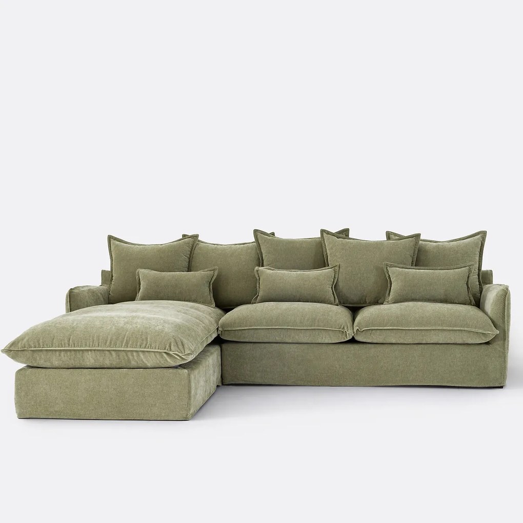 Hoekbank links, omvormbaar, afneembare hoes, 4-zits, gemêleerd polyester, ODNA