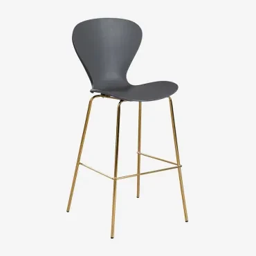 Pak Van 2 Uit Hoge Krukken Donkergrijs & ↑75 Cm & Goud - Sklum