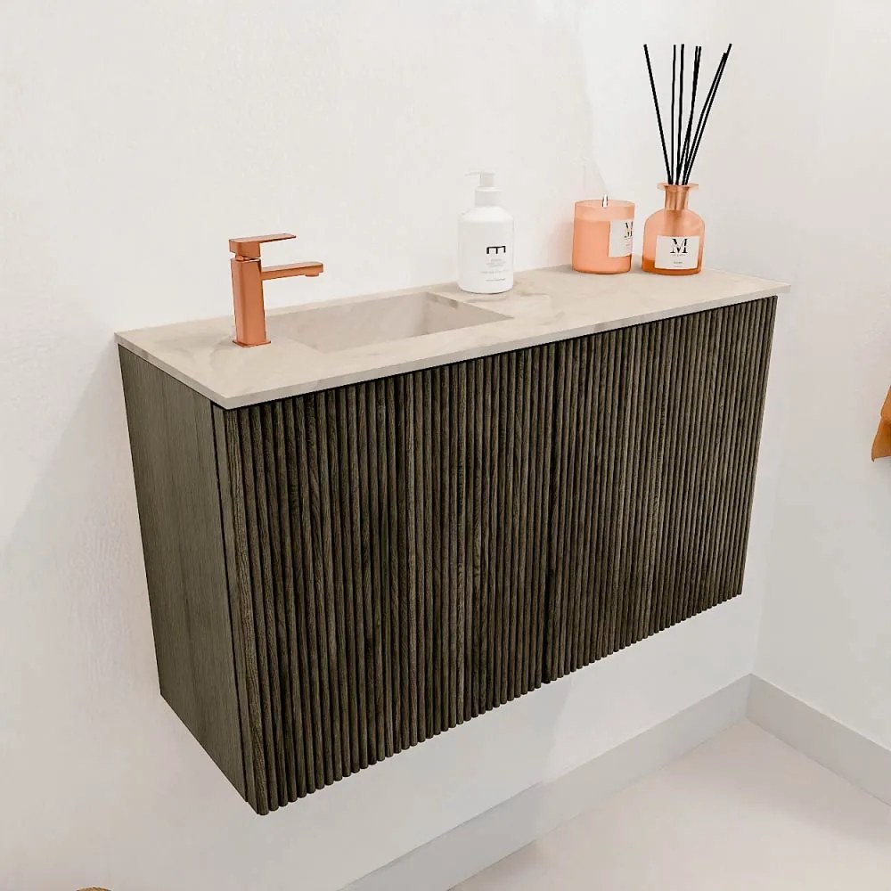 Mondiaz Joya DLux 70cm toiletmeubel shadow met wastafel faye links 1 kraangat frappe
