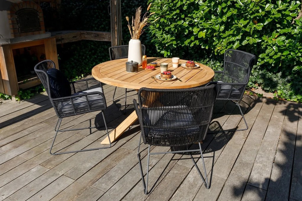 Exotan Ronde Tuintafel - Ø 130 cm - Java - Teak - Kruispoot - Exotan
