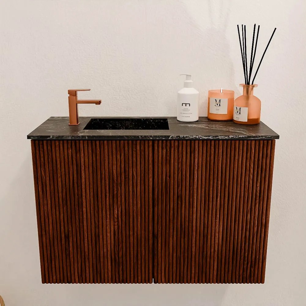 Mondiaz Joya DLux 60cm toiletmeubel ruby met wastafel faye links 1 kraangat lava
