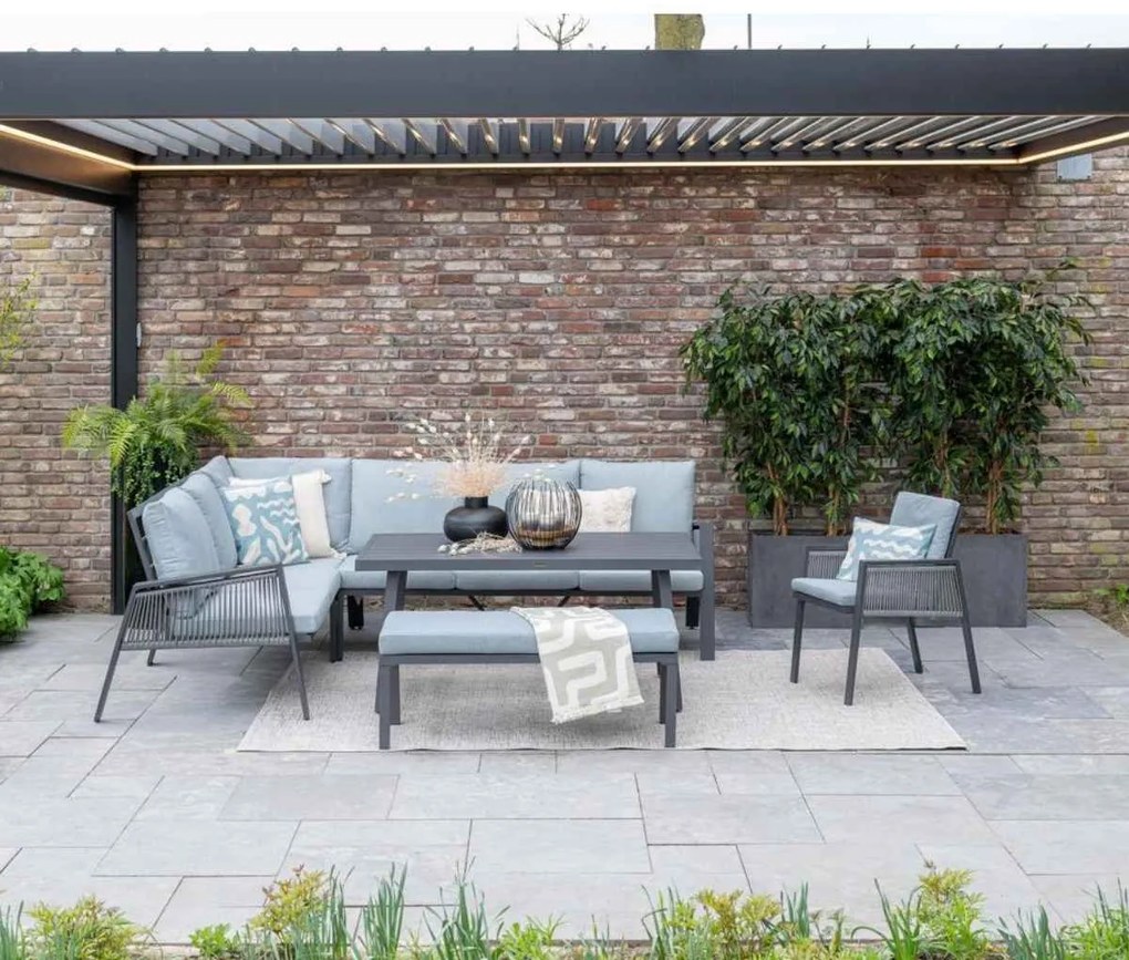Garden Impressions Brendon lounge dining set 4-delig links - mint grijs