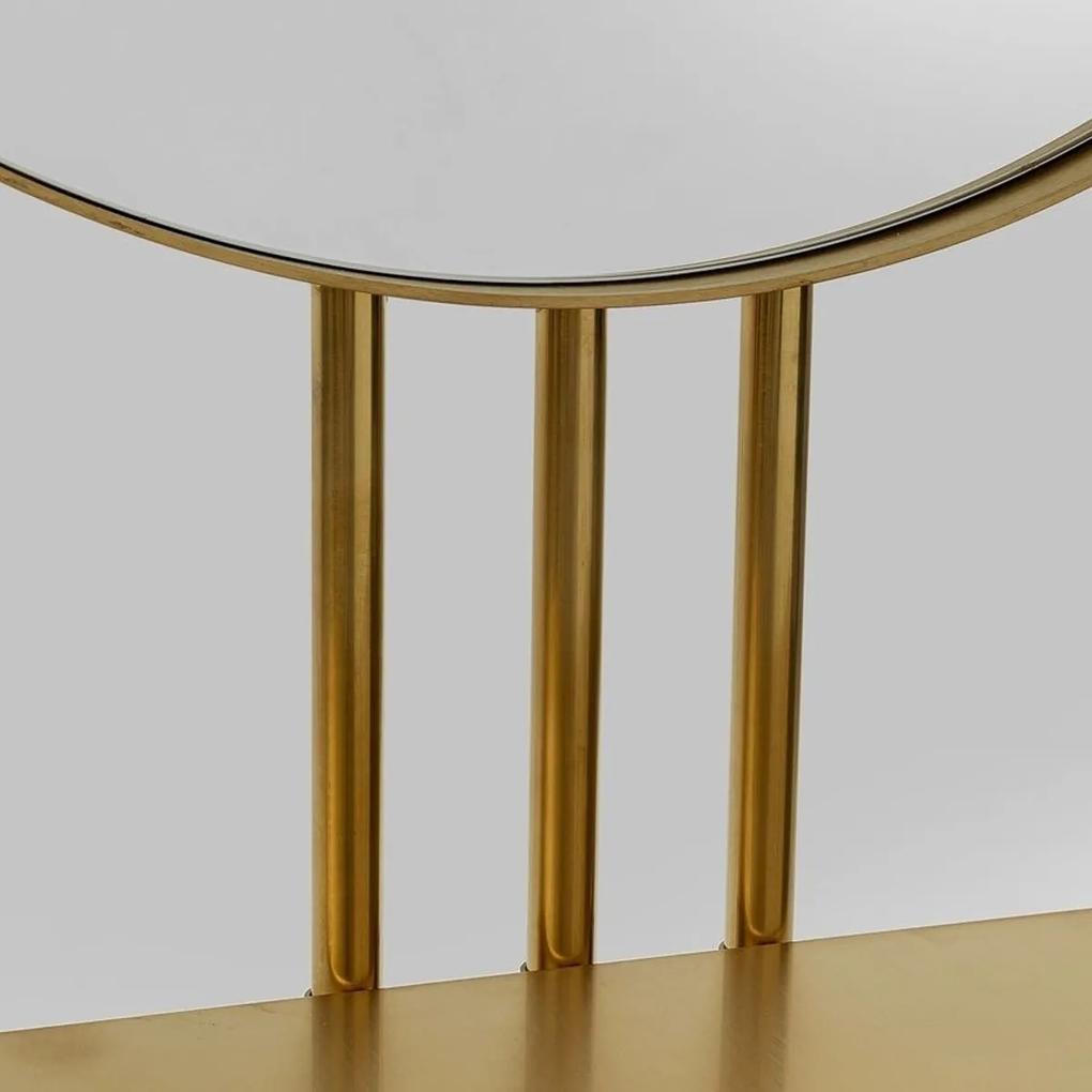 Kare Design Curve Gouden Kaptafel Met Ronde Spiegel - 70 X 32cm.