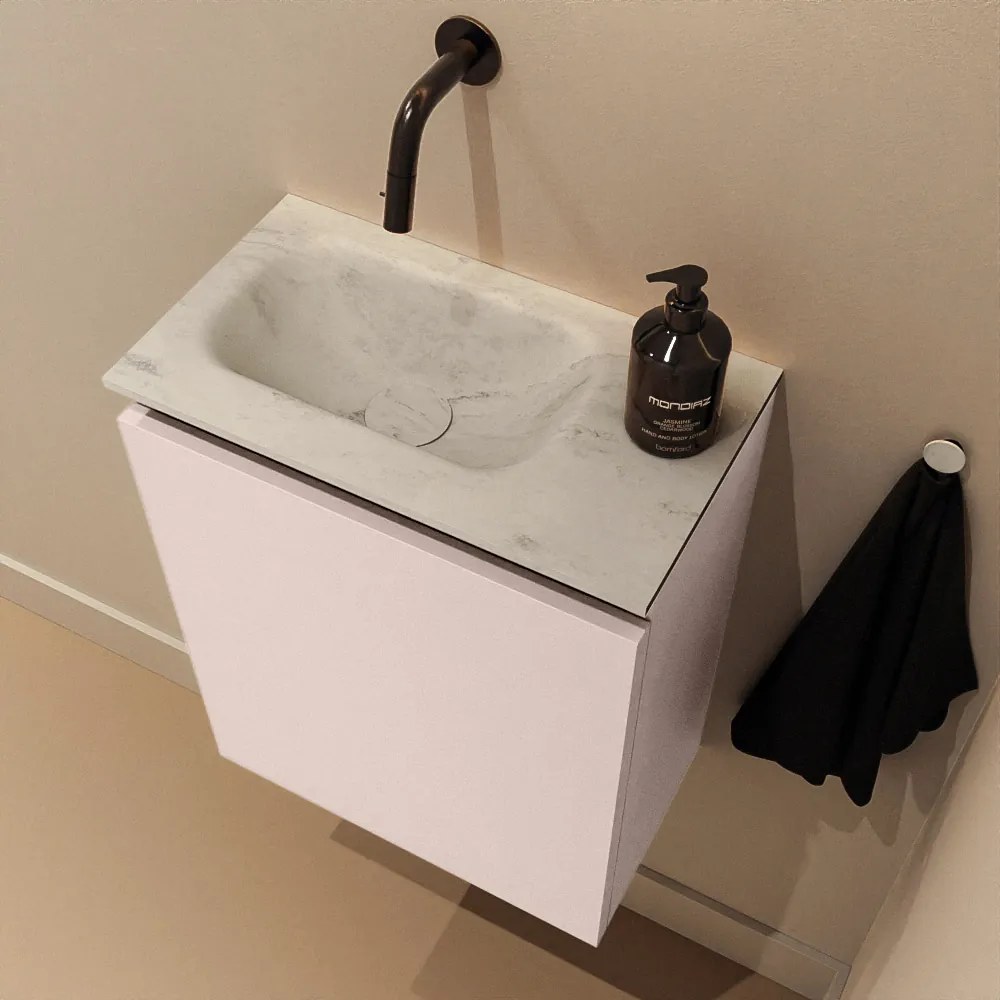 Mondiaz Ture DLux toiletmeubel 40cm rosee met wastafel opalo links zonder kraangat