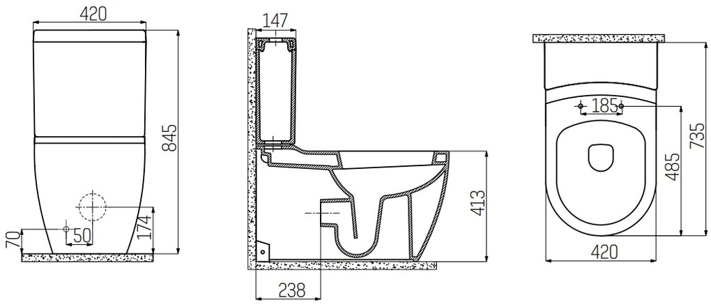 Sanigoods Grande breed staand toilet wit glans