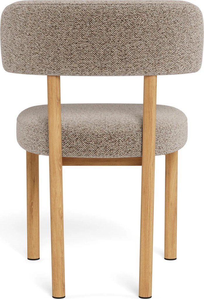 Mazzoni TORAY Latte Beige (stof Monza 60)/eiken naturel onderstel - GESTOFFEERDE EETKAMERSTOEL VOOR KEUKEN/EETKAMER